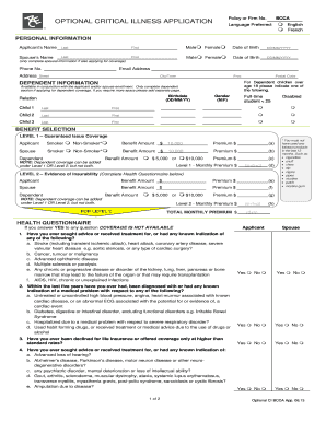 Critical Illness Insurance Application
