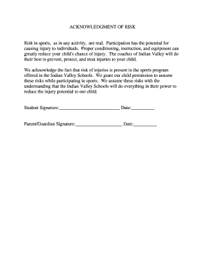 Acknowledgment of Risk for School Sports