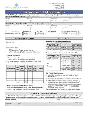 Outdoor Security Lighting Incentives Form