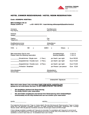 Hotel Room Reservation Form