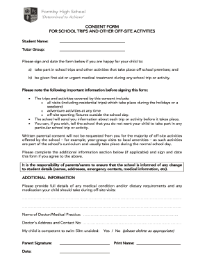 School Trip Consent Form