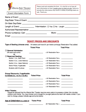 Event Information Form