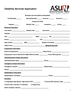 Disability Services Application Form