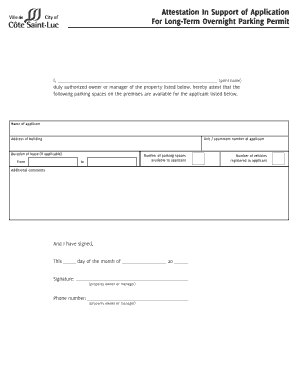 Attestation for Long-Term Overnight Parking Permit