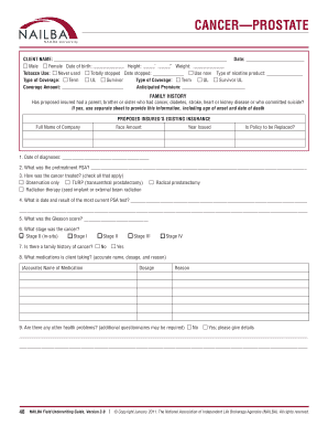Prostate Cancer Insurance Application Form