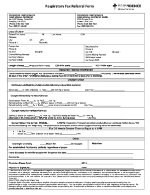 Respiratory Fax Referral Form