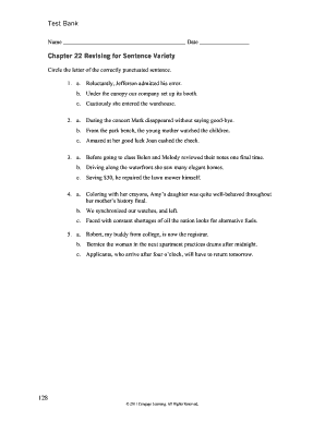 Test Bank for Sentence Variety