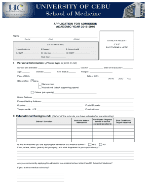 Application for Admission to Medical School