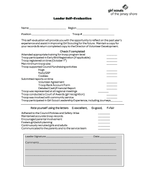 Girl Scout Leader Self-Evaluation Form