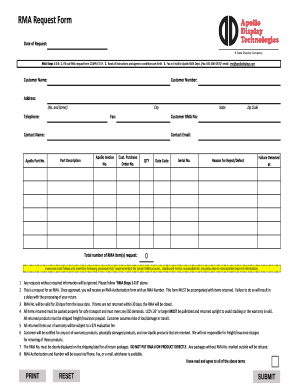 Apollo RMA Request Form