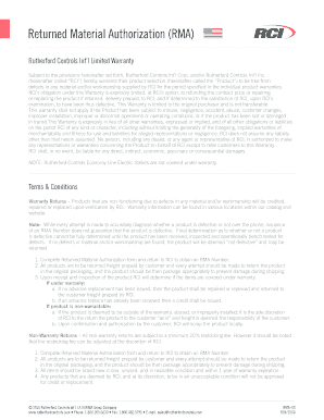 Returned Material Authorization Form