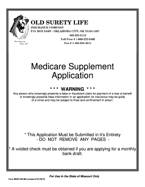 Missouri Medicare Supplement Application