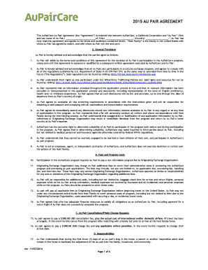 AuPairCare Au Pair Agreement