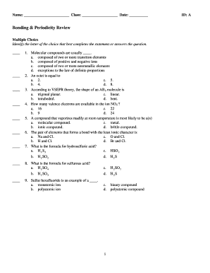 Chemistry Multiple Choice Test