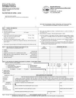 California Business Property Statement 2016