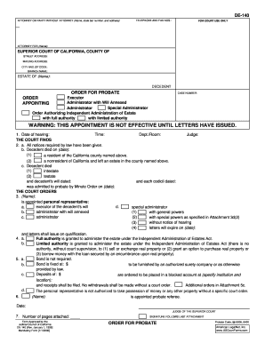 California Order for Probate