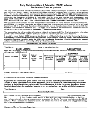 ECCE Scheme Declaration Form for Parents
