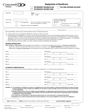 Retirement Savings Plan Beneficiary Designation Form