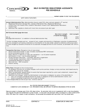 Self-Directed Registered Accounts Fee Schedule