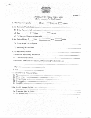 Kenya Visa Order Form