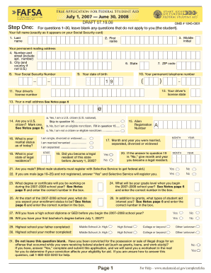 Editable blank social security card template word pdf - Free Application for Federal Student Aid July 1 2007