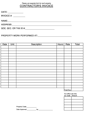 Contractor's Invoice Form