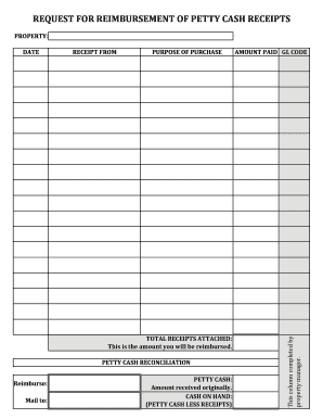 Petty Cash Reimbursement Form
