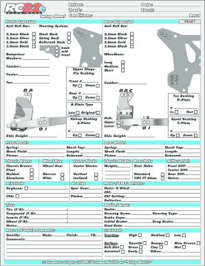 RC10 Setup Sheet