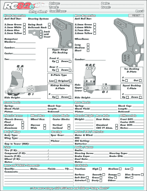 RC10 Setup Sheet