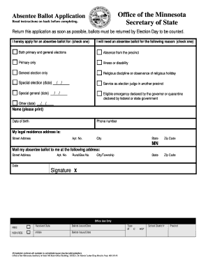 Minnesota Absentee Ballot Application