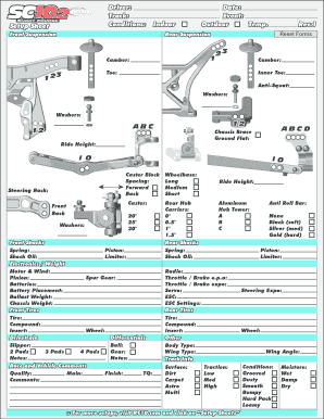 RC10 Setup Sheet