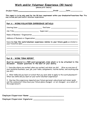 Graduation Transitions Work Experience Report