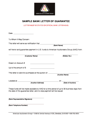 SAMPLE BANK LETTER OF GUARANTEE