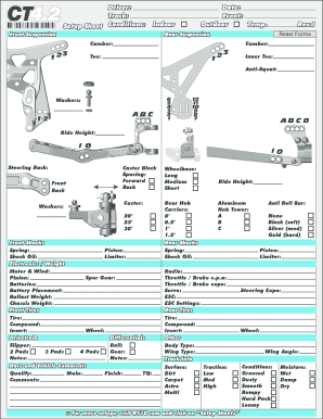 RC Car Setup Sheet