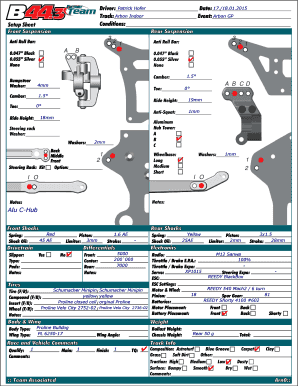 RC Car Setup Sheet