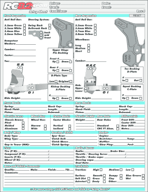 RC10 Setup Sheet
