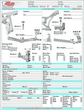 RC10 Setup Sheet