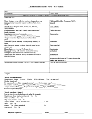 Adult Patient Encounter Form