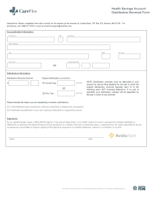 Health Savings Account Distribution Reversal Form
