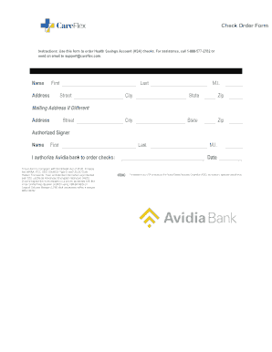 Health Savings Account Check Order Form