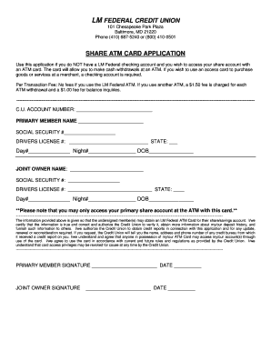 LM Federal ATM Card Application