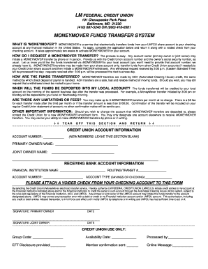LM Federal Credit Union MoneyMover Transfer Application