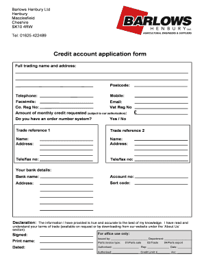 Credit Account Application Form