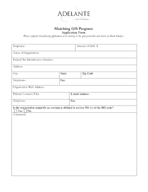 Matching Gift Program Application Form