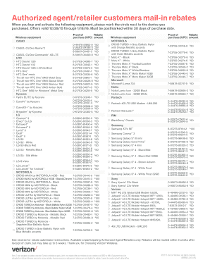 Verizon Wireless Mail-In Rebate Form