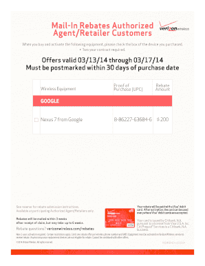 Verizon Wireless Mail-In Rebate Form
