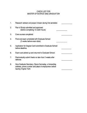 2022 par q - CHECK LIST FOR MASTER OF SCIENCE MS GRADUATION 3 Core - che vt