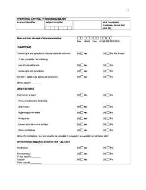 Peripheral Arterial Thromboembolism Form