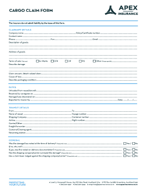 Cargo Claim Form