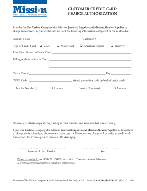 Customer Credit Card Charge Authorization